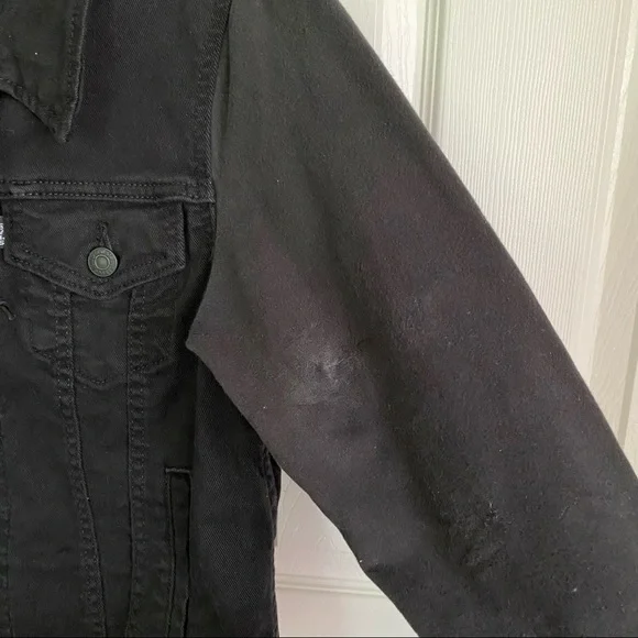 Levi’s Black Denim Hooded Trucker Jacket Size M - Picture 10 of 11